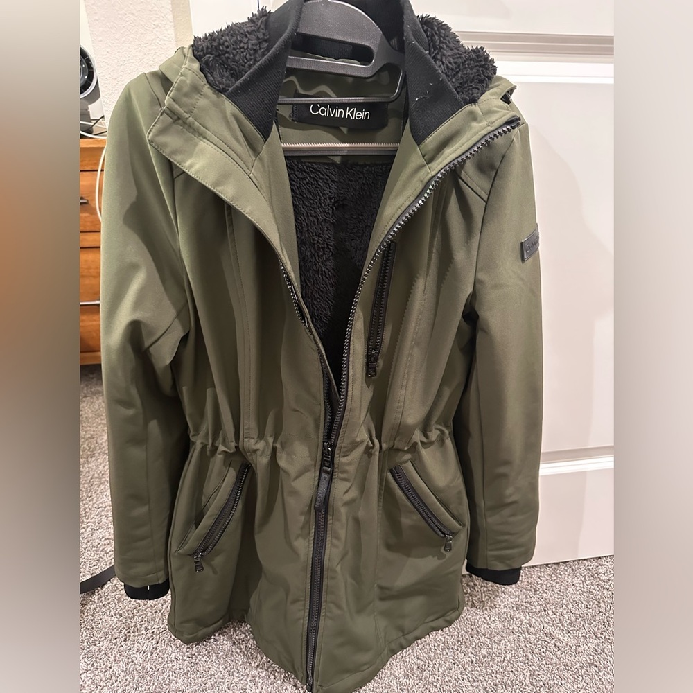 Calvin Klein Olive Green Hooded Parka Jacket size S